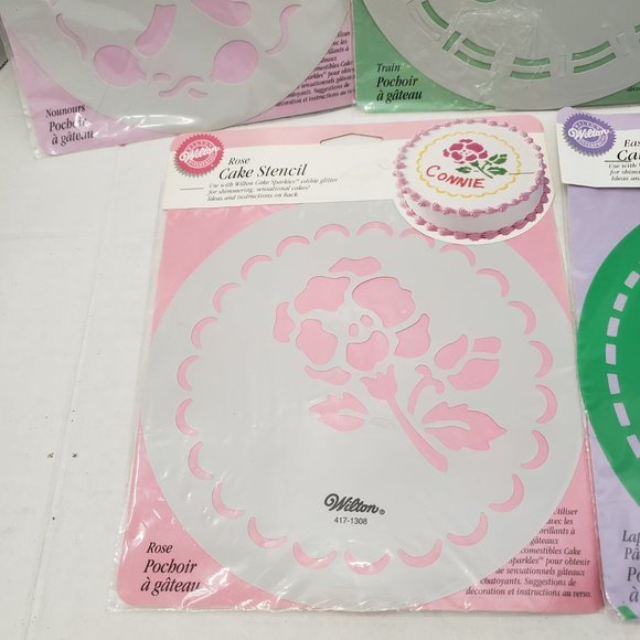 Wilton Kitchen 5 Wilton Stencil Cake Decor Rose Train Easter Bear Poshmark